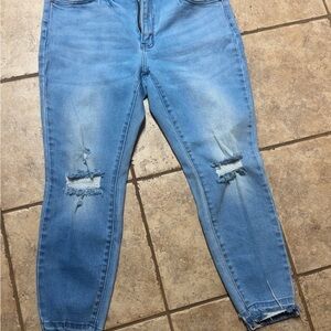 Stylish Blue Distressed Women KanCan Jeans